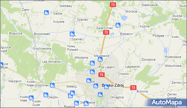 mapa Mikułowice gmina Busko-Zdrój, Mikułowice gmina Busko-Zdrój na mapie Targeo