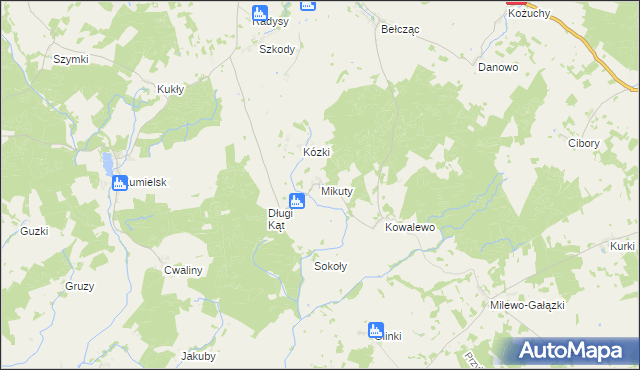 mapa Mikuty gmina Biała Piska, Mikuty gmina Biała Piska na mapie Targeo