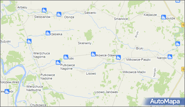 mapa Miłkowice-Stawki, Miłkowice-Stawki na mapie Targeo