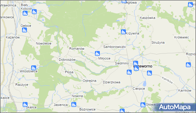 mapa Miłocice gmina Przeworno, Miłocice gmina Przeworno na mapie Targeo