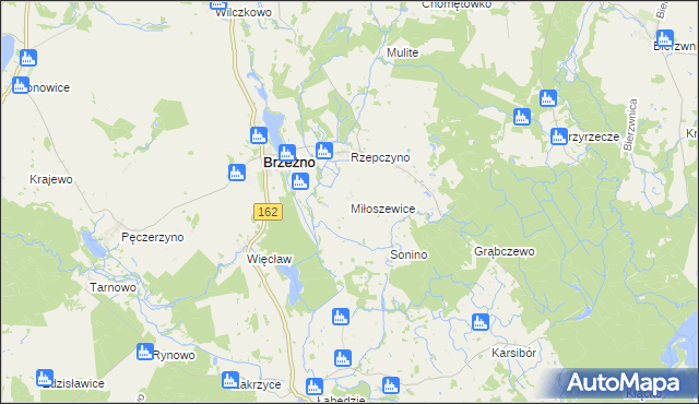 mapa Miłoszewice, Miłoszewice na mapie Targeo