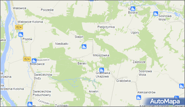 mapa Miłoszówka, Miłoszówka na mapie Targeo