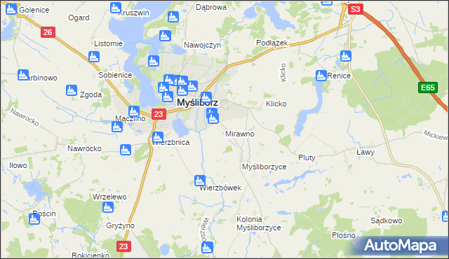 mapa Mirawno, Mirawno na mapie Targeo