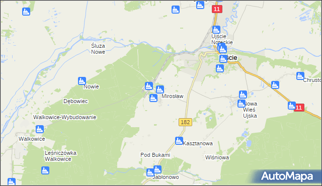 mapa Mirosław gmina Ujście, Mirosław gmina Ujście na mapie Targeo