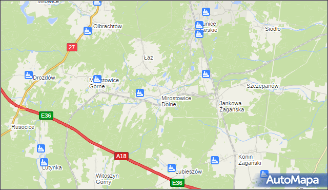 mapa Mirostowice Dolne, Mirostowice Dolne na mapie Targeo