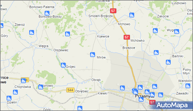 mapa Mirów gmina Przasnysz, Mirów gmina Przasnysz na mapie Targeo