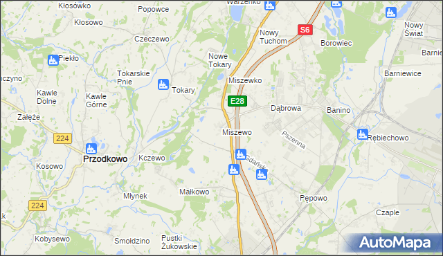 mapa Miszewo gmina Żukowo, Miszewo gmina Żukowo na mapie Targeo