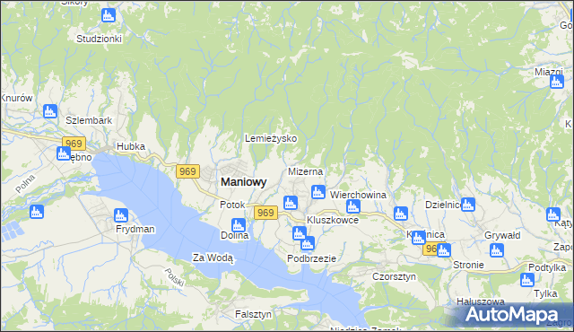 mapa Mizerna, Mizerna na mapie Targeo