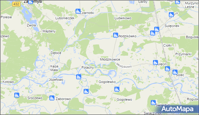 mapa Młodzikowice, Młodzikowice na mapie Targeo