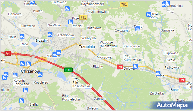 mapa Młoszowa, Młoszowa na mapie Targeo