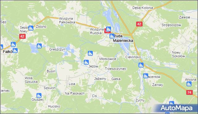 mapa Młotkowice, Młotkowice na mapie Targeo