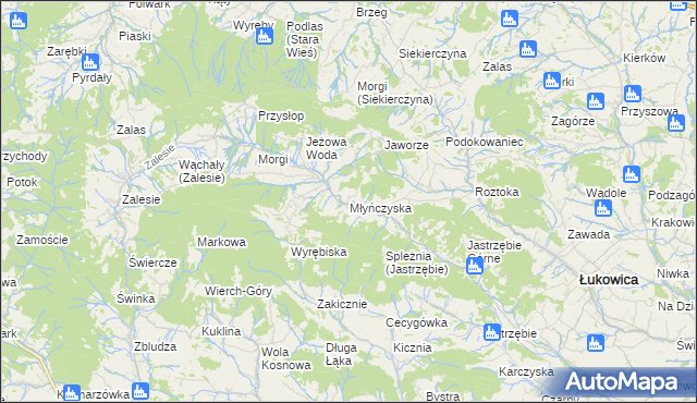 mapa Młyńczyska, Młyńczyska na mapie Targeo