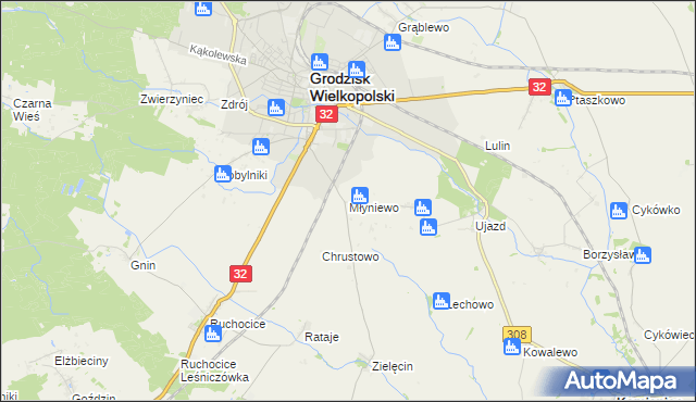 mapa Młyniewo, Młyniewo na mapie Targeo