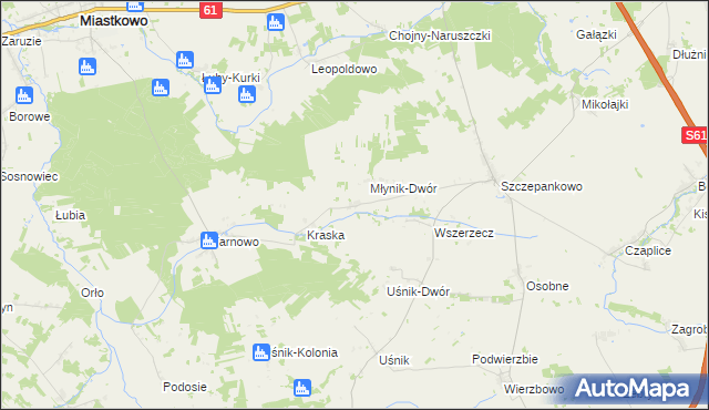 mapa Młynik gmina Śniadowo, Młynik gmina Śniadowo na mapie Targeo