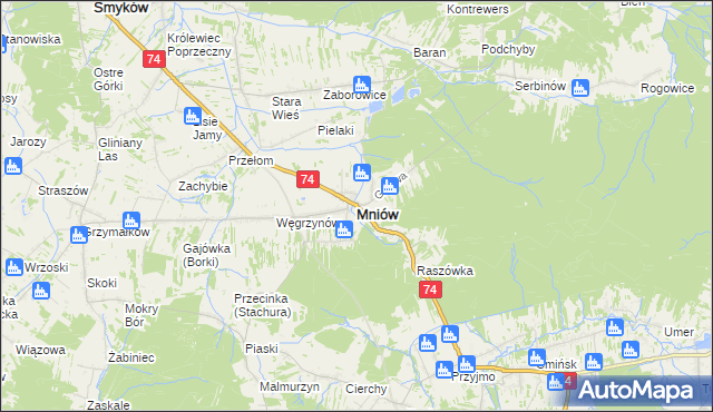 mapa Mniów, Mniów na mapie Targeo