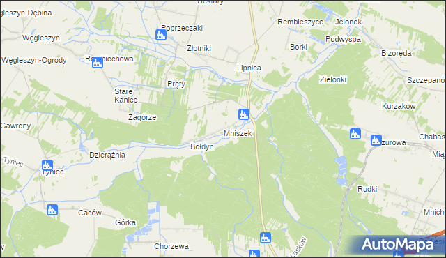 mapa Mniszek gmina Małogoszcz, Mniszek gmina Małogoszcz na mapie Targeo