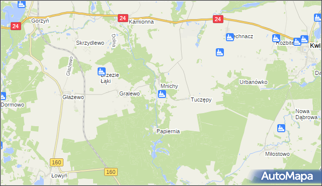 mapa Mniszki gmina Międzychód, Mniszki gmina Międzychód na mapie Targeo