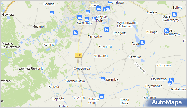 mapa Moczadła gmina Brodnica, Moczadła gmina Brodnica na mapie Targeo