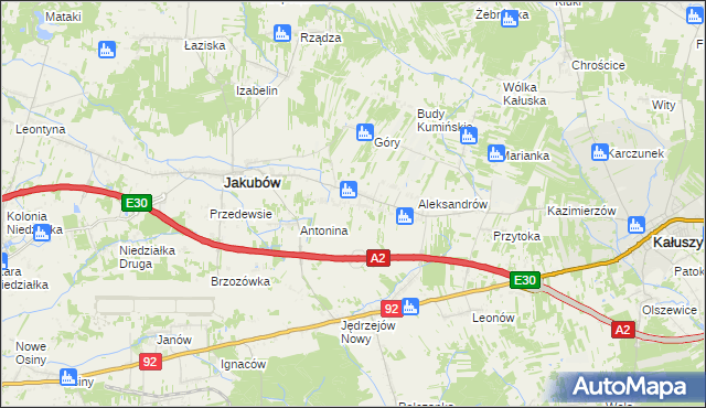 mapa Moczydła gmina Jakubów, Moczydła gmina Jakubów na mapie Targeo