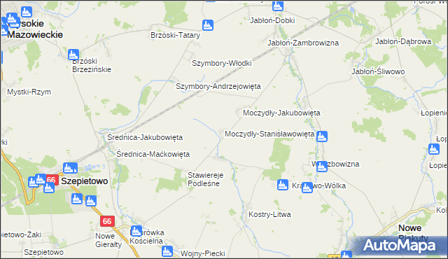 mapa Moczydły-Stanisławowięta, Moczydły-Stanisławowięta na mapie Targeo