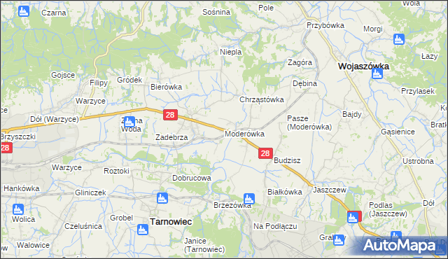 mapa Moderówka, Moderówka na mapie Targeo