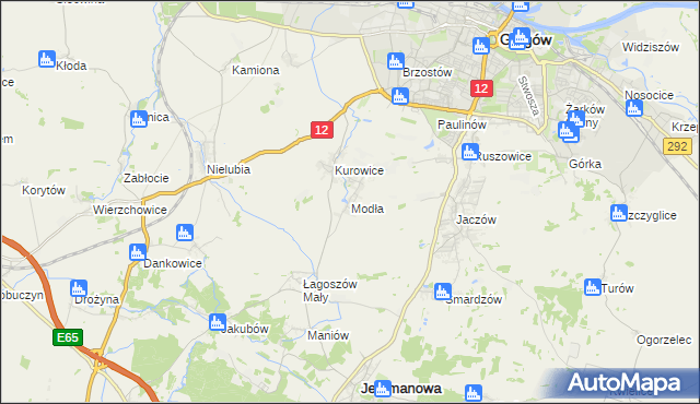 mapa Modła gmina Jerzmanowa, Modła gmina Jerzmanowa na mapie Targeo