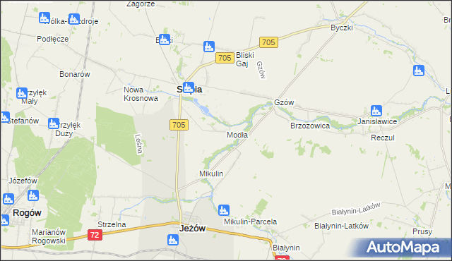 mapa Modła gmina Słupia, Modła gmina Słupia na mapie Targeo