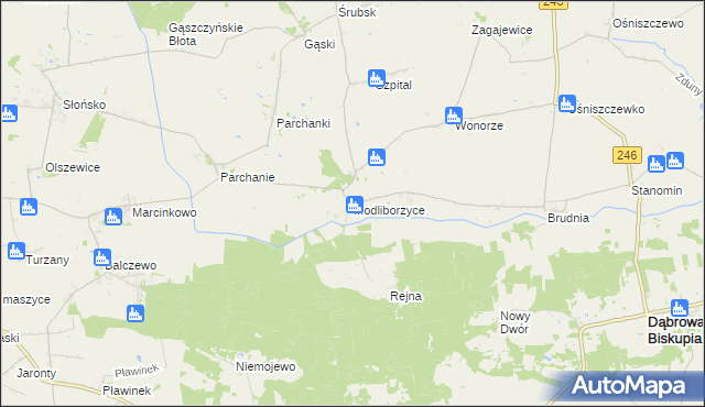 mapa Modliborzyce gmina Dąbrowa Biskupia, Modliborzyce gmina Dąbrowa Biskupia na mapie Targeo