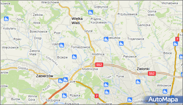 mapa Modlnica, Modlnica na mapie Targeo