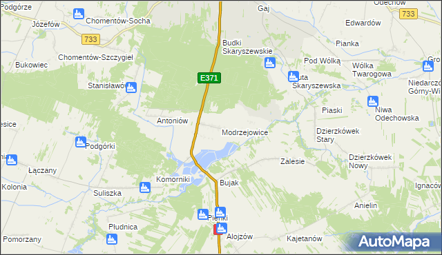 mapa Modrzejowice, Modrzejowice na mapie Targeo