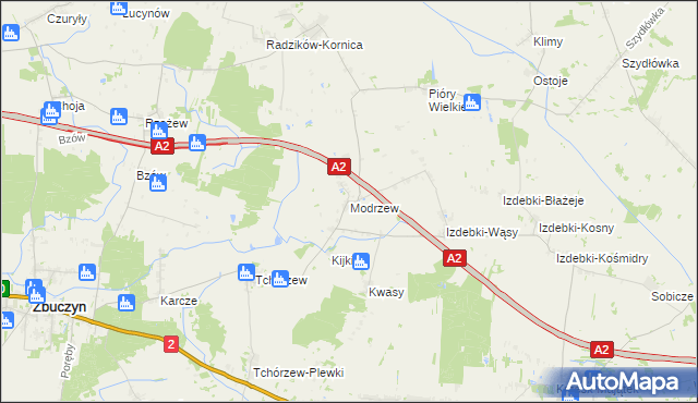 mapa Modrzew gmina Zbuczyn, Modrzew gmina Zbuczyn na mapie Targeo