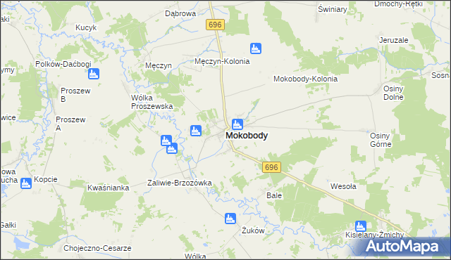 mapa Mokobody, Mokobody na mapie Targeo