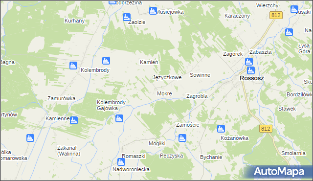 mapa Mokre gmina Rossosz, Mokre gmina Rossosz na mapie Targeo