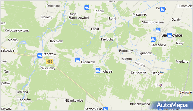 mapa Mokre gmina Siemkowice, Mokre gmina Siemkowice na mapie Targeo