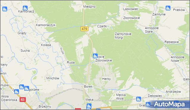 mapa Mokre Zborowskie, Mokre Zborowskie na mapie Targeo