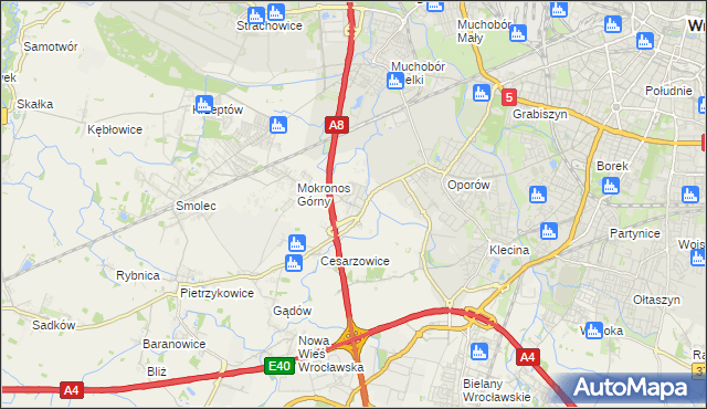 mapa Mokronos Dolny, Mokronos Dolny na mapie Targeo