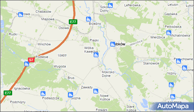 mapa Mokrsko Górne, Mokrsko Górne na mapie Targeo