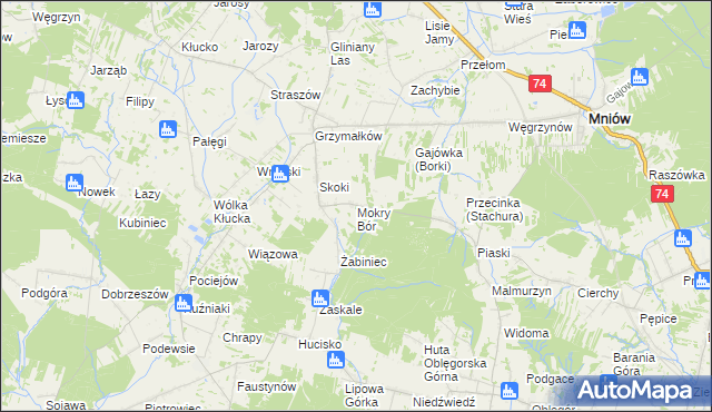 mapa Mokry Bór, Mokry Bór na mapie Targeo