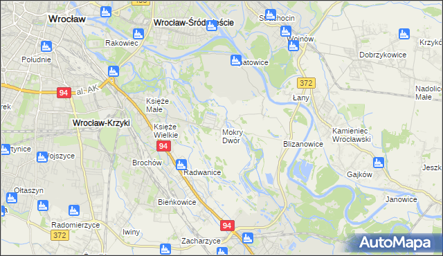 mapa Mokry Dwór gmina Siechnice, Mokry Dwór gmina Siechnice na mapie Targeo