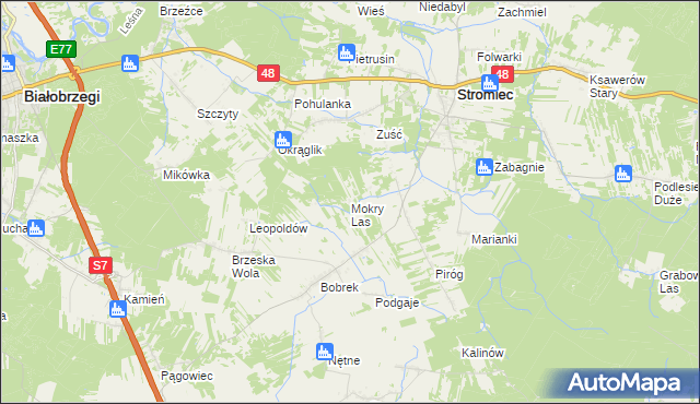 mapa Mokry Las gmina Stromiec, Mokry Las gmina Stromiec na mapie Targeo