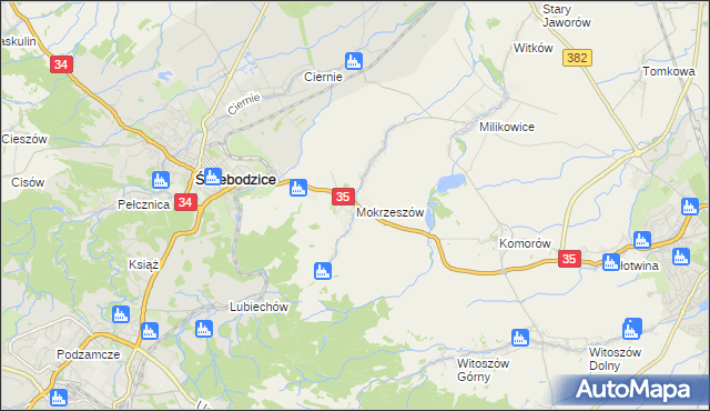 mapa Mokrzeszów, Mokrzeszów na mapie Targeo