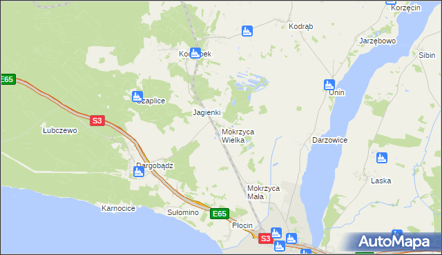 mapa Mokrzyca Wielka, Mokrzyca Wielka na mapie Targeo