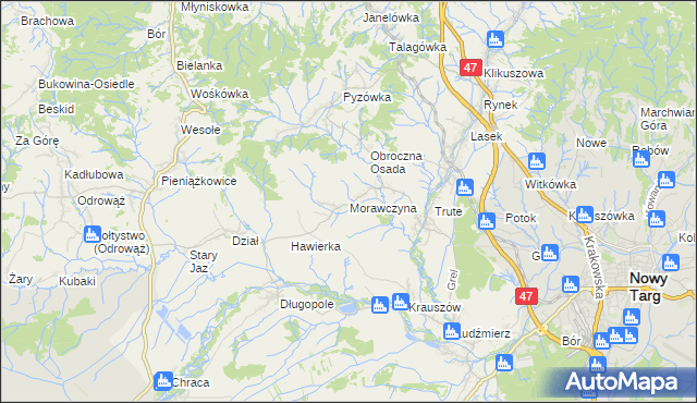 mapa Morawczyna, Morawczyna na mapie Targeo