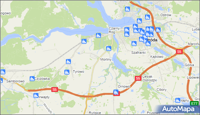 mapa Morliny, Morliny na mapie Targeo