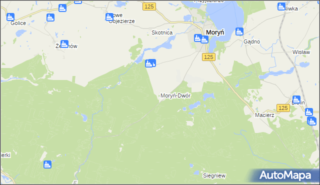 mapa Moryń-Dwór, Moryń-Dwór na mapie Targeo