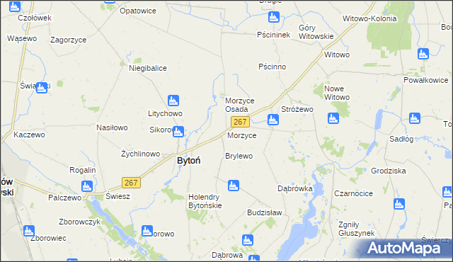 mapa Morzyce gmina Bytoń, Morzyce gmina Bytoń na mapie Targeo