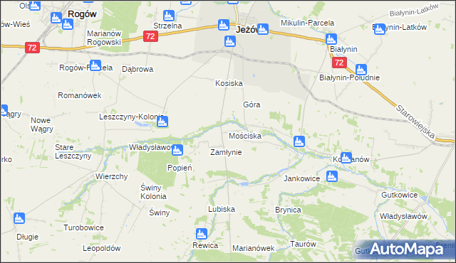 mapa Mościska gmina Jeżów, Mościska gmina Jeżów na mapie Targeo
