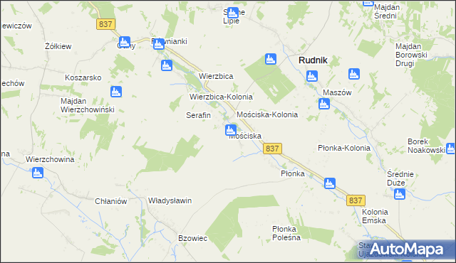 mapa Mościska gmina Rudnik, Mościska gmina Rudnik na mapie Targeo