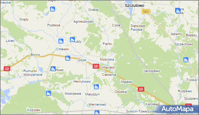 mapa Mościska gmina Szczutowo, Mościska gmina Szczutowo na mapie Targeo