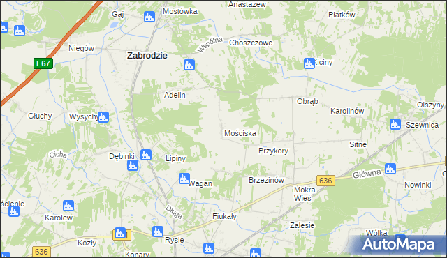 mapa Mościska gmina Zabrodzie, Mościska gmina Zabrodzie na mapie Targeo
